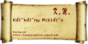 Kökény Miklós névjegykártya